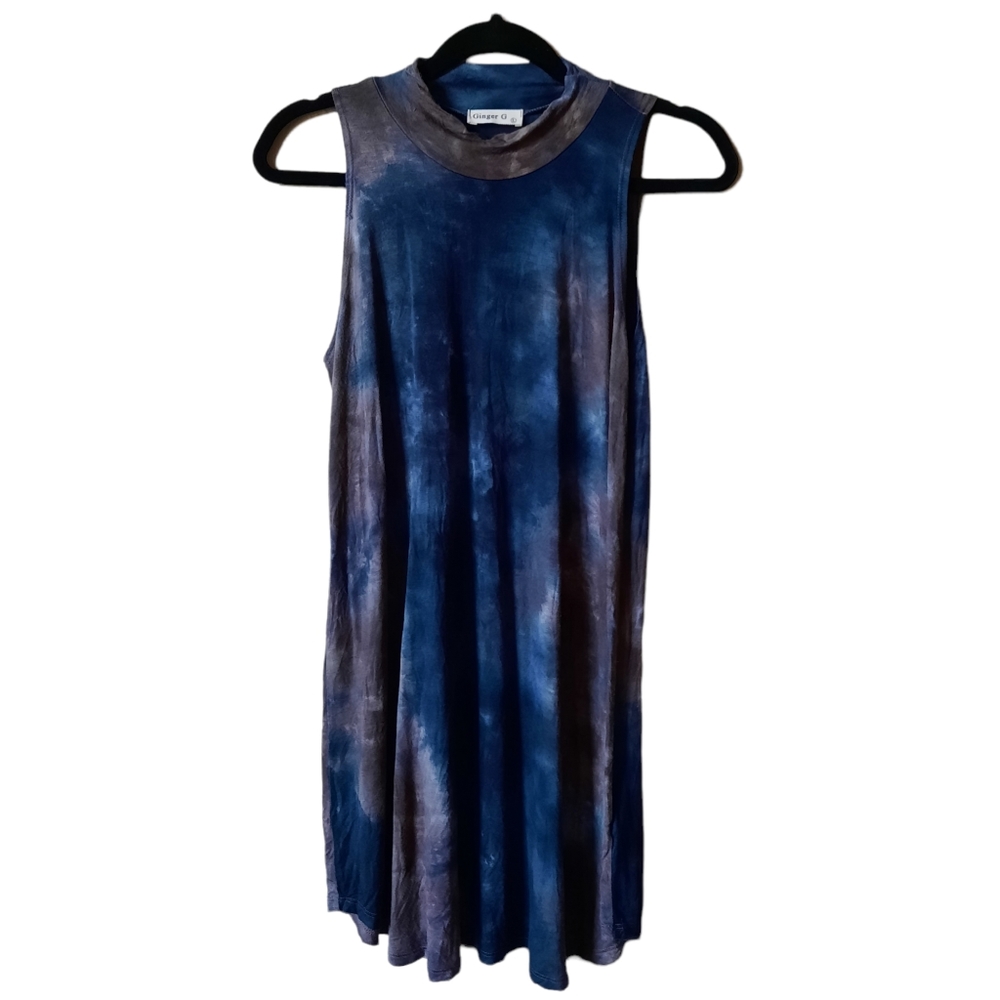 ❤️ GINGER G, women tank dress, tie dye, size L, Navy blue, military gree…